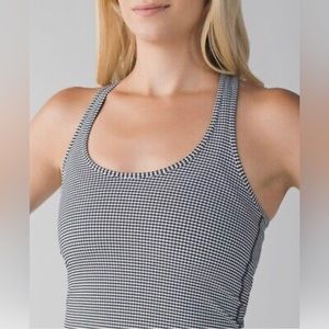 Lululemon Cool Racerback Tank, Black/White Gingham Check, Size 6 used like new
